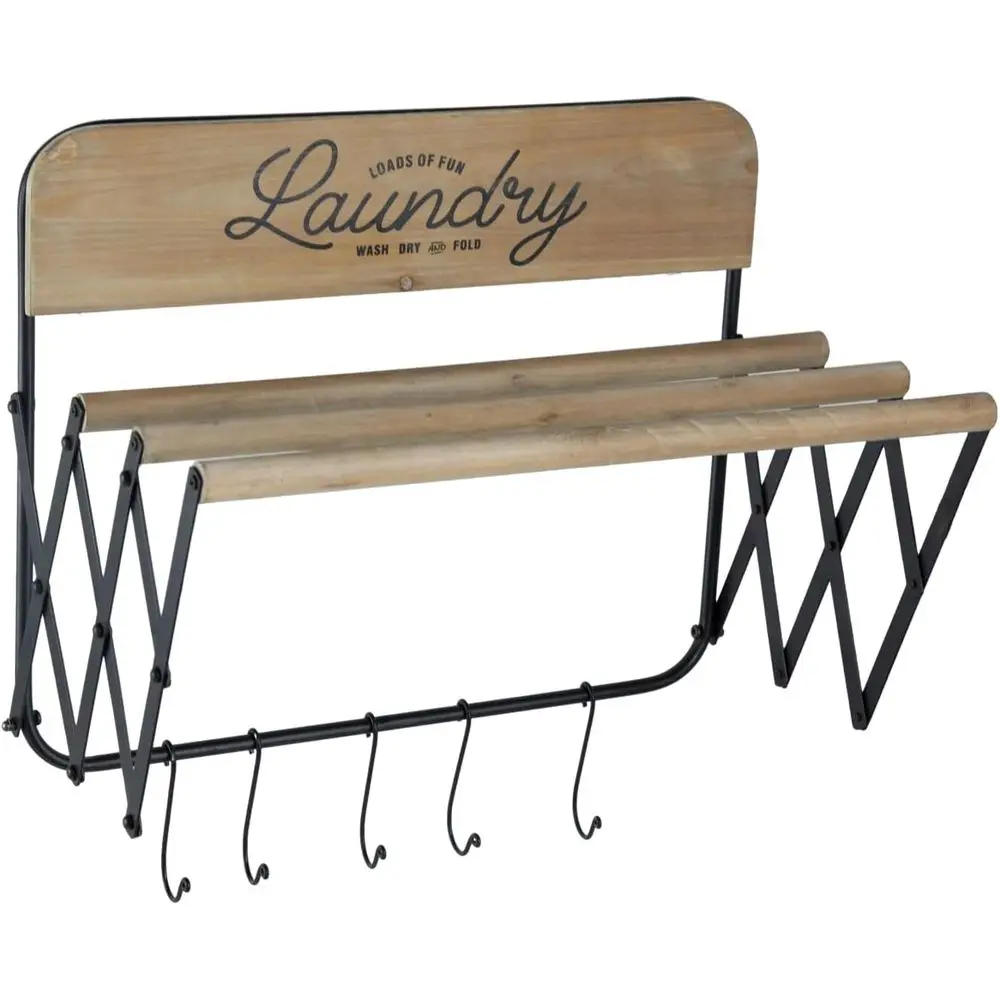 

20x14x20 Folding Laundry Rack, Brown and Black
