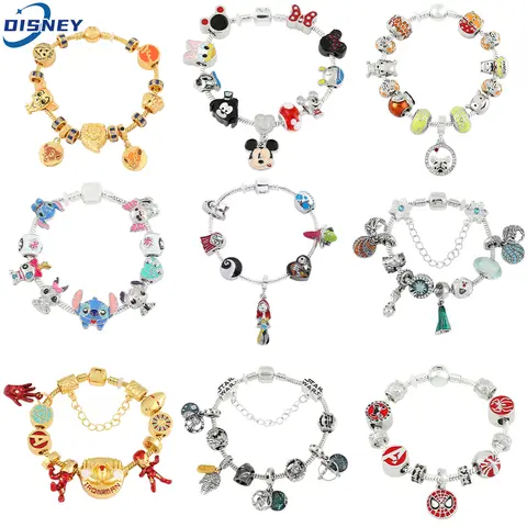 Disney Charms Crystal Beads Bracelet Marvel Superhero Pendant Bangle Star Wars Bracelet Women Jewelry Accessories for Fans Gifts