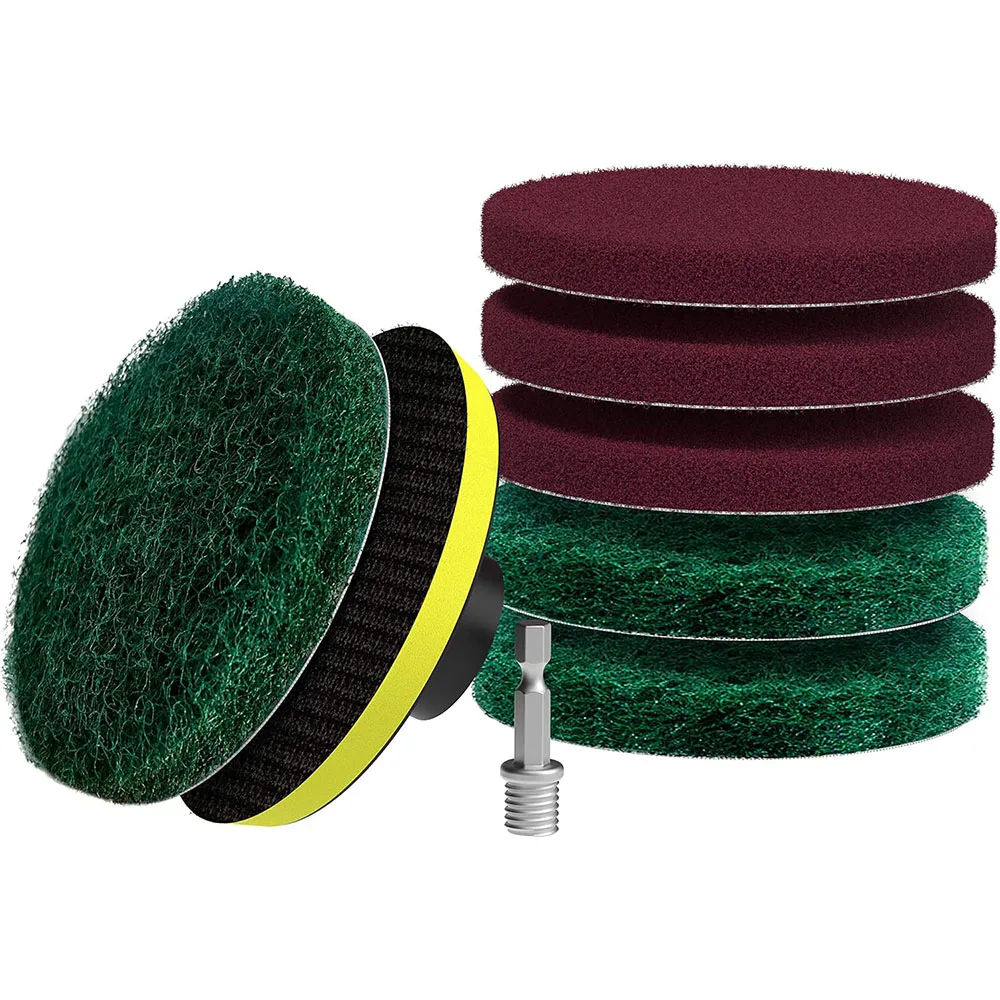 3/4/5inch Heavy Duty Drill Brush Power Scouring Pads Household Cleaning Kit with Tile And Tub Cleaner Includes Drill Attachment