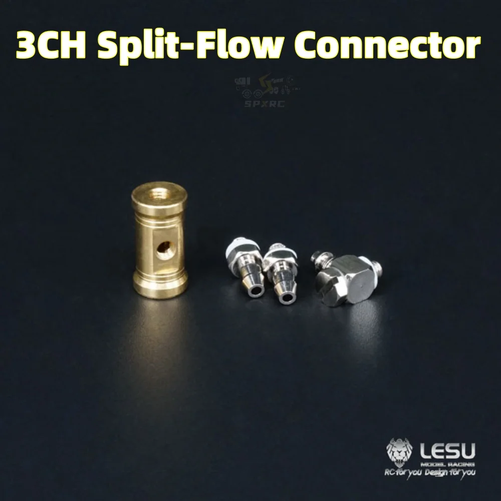 

3-канальный разъем с разделенным потоком, детали сопла из нержавеющей стали для 1/14 Tamiya RC Lesu Scania Lesu, погрузчик и экскаватор, инженерная модель