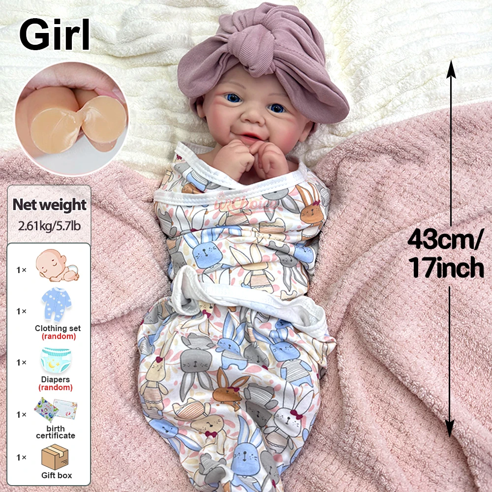 Vivienne per ragazza rinata in silicone pieno impermeabile da 17 pollici con pelle dipinta bambola per neonato realistica Muñeca Reborn per regalo per bambini
