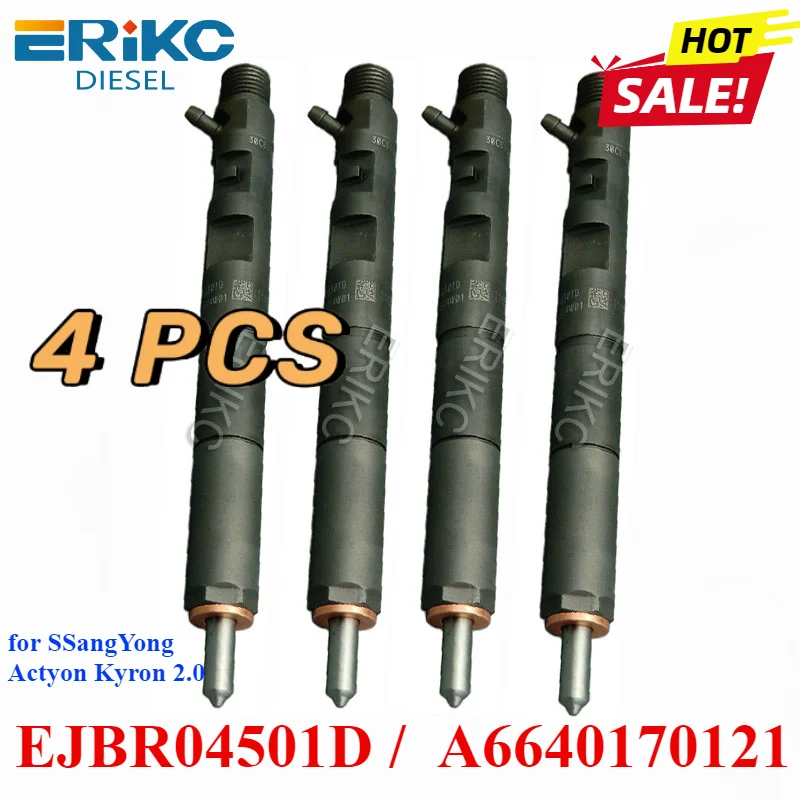 4PC 6640170121 For Delphi Actyon EJBR04501D Common Rail Injector A6640170121 For Ssangyong Kyron 4501d Euro 4