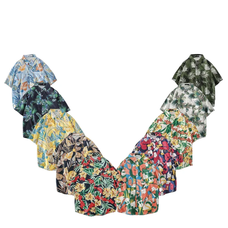 

Летняя свободная повседневная рубашка с цветочным принтом, мужская тонкая рубашка с коротким рукавом, модная винтажная рубашка для пар, праздничный стиль, удобная посадка