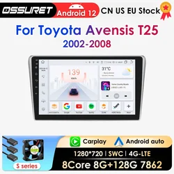 OSSURET Carplay Android Auto Car Radio For Toyota Avensis T25 2002- 2008 Car Intelligent Systems Audio Navi GPS Autoradio 7862