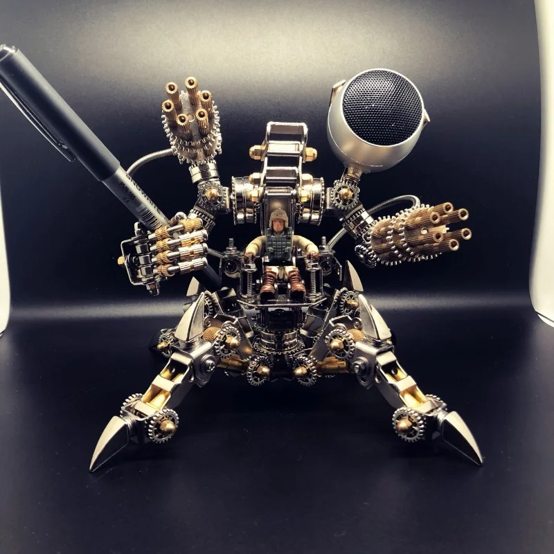 3D Puzzle metalowy Mecha Model zestaw do budowania dla dzieci DIY mechaniczny Bluetooth zestaw magnetyczny zabawka dla dorosłych prezent na Boże Narodzenie