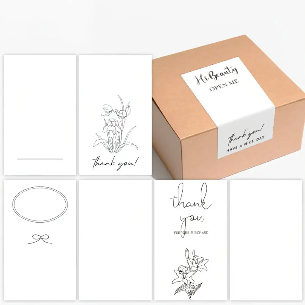 Rectangle Thank You Stickers For Gift Box Packaging Labels Adhesive Decorative Sealing Decals For Small Business Present Wrap
