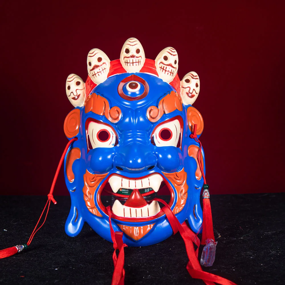 Masque d'Halloween traditionnel minorité douane folklorique Festival Nuo opéra Nuo opéra tibétain rituel masque Coaplay masque de statue divine