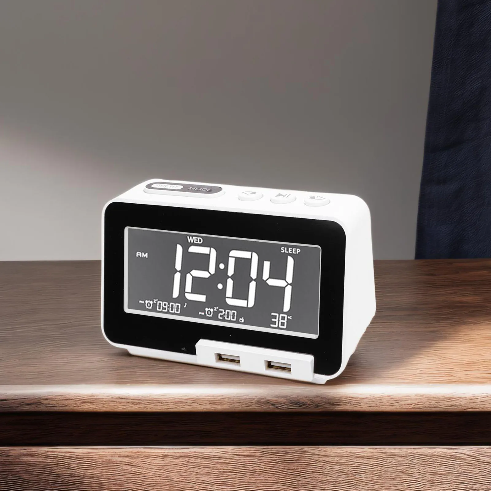 

Speaker Clock Bluetooth 2 Timer Wireless Speaker Multifunctional Time Temperature Weekday Display for Bedroom Dorm Living Room