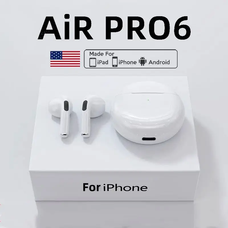 TWS Air Pro 6 cuffie Wireless auricolari Bluetooth con microfono Touch Control Motion Mini Headset auricolari impermeabili HIFI