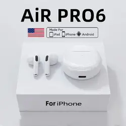 TWS Air Pro 6 słuchawki bezprzewodowe Bluetooth słuchawki douszne z mikrofonem sterowanie dotykowe Mini zestaw słuchawkowy ruchu wodoodporne słuchawki douszne HIFI