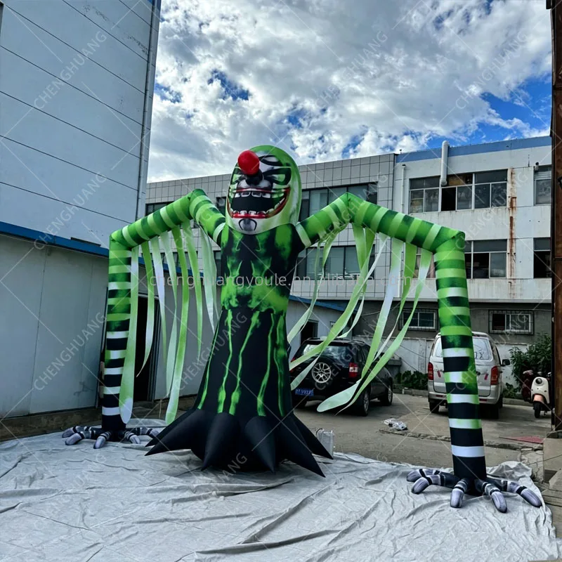 Giant Striped Ghost Clown Inflatable Arch, Halloween Decor for Outdoor Party, Courtyard & Haunted House Ads