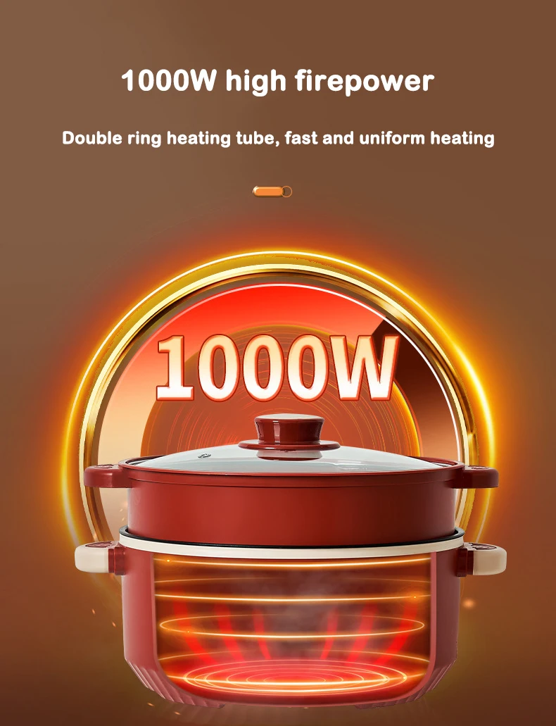 Description Picture 3 of itemDMWD Multifunctional Electric Cooking Boiling Pot 3L Hot Pot Noodles Soup Pot Non-stick Rice Cooker Fast Heating Food Steamer