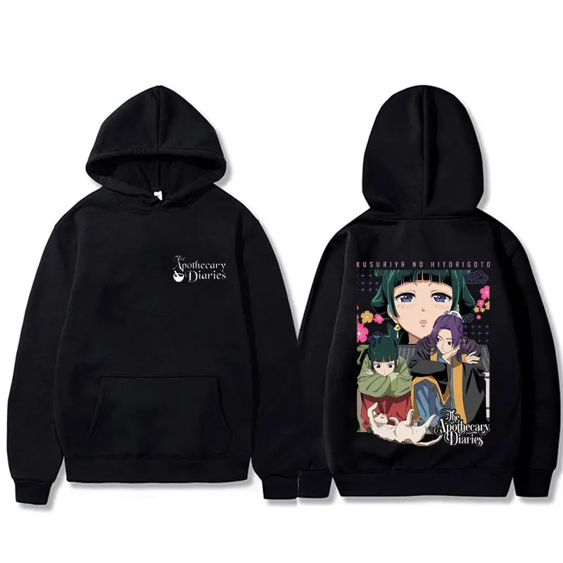 انمي ياباني يوميات الصيدلي هوديي Maomao طباعة البلوز هوديس الرجال النساء الكرتون مانغا عادية المتضخم البلوز