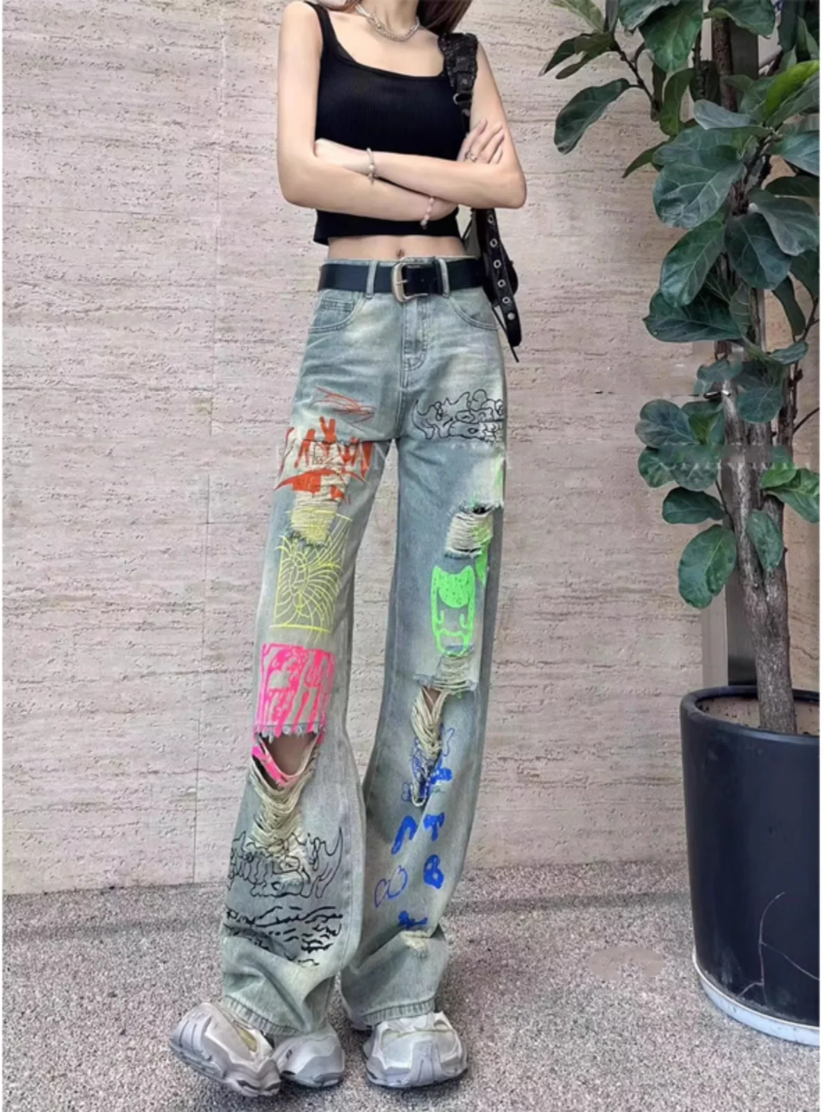 

Новинка лета 2026: Универсальные повседневные джинсы с высокой талией и широкими штанинами, износостойкие, в стиле High Street