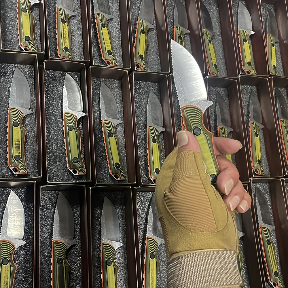 15017 Pisau Lurus Kecil Serbaguna Pisau Kekerasan Tinggi Pegangan G10 Warna Ganda Pisau Bertahan Hidup Berkemah Luar Ruangan Pisau Pancing