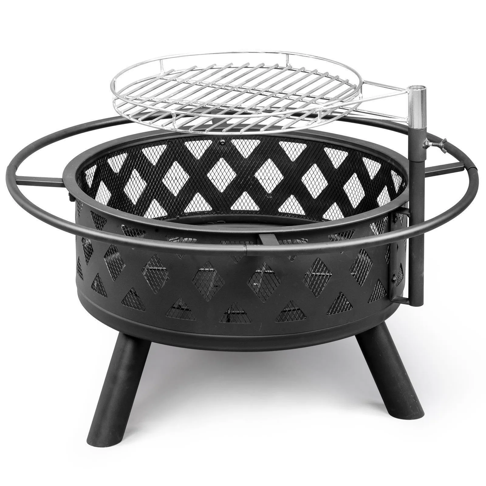 

US 30" Wood Burning Fire Pit BBQ Stove Heater Patio Fireplace With BBQ Grill