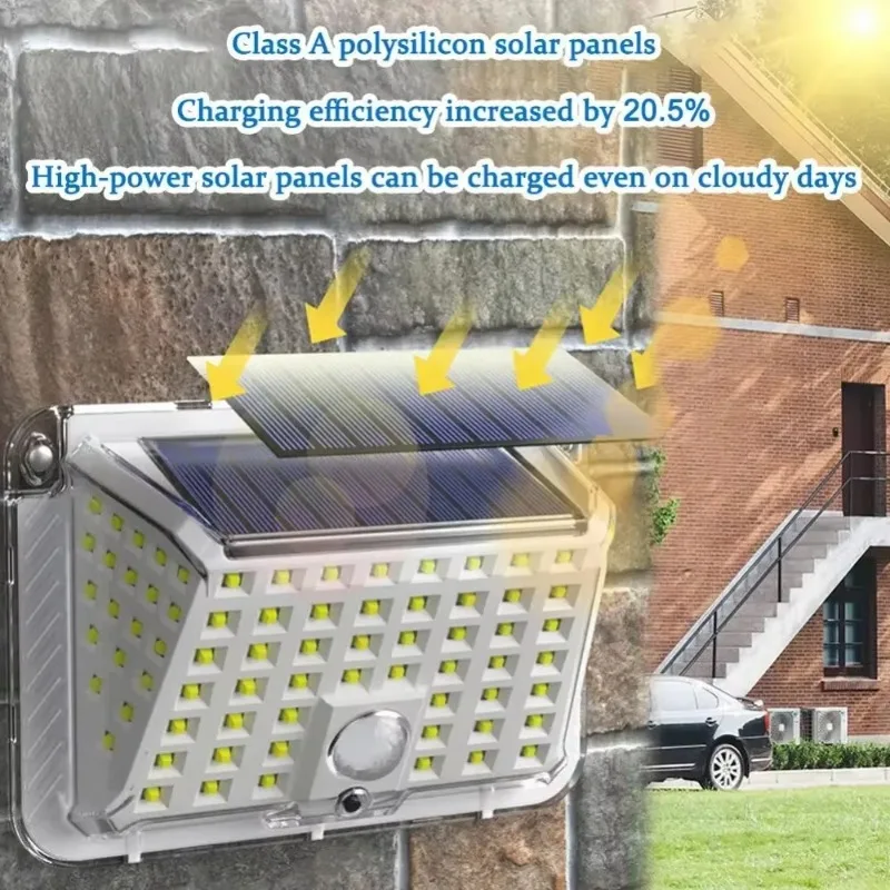 Nueva luz LED Solar de pared de tres lados con detección humana, accesorio de iluminación de emergencia impermeable para exteriores, patio de casa, pasarela