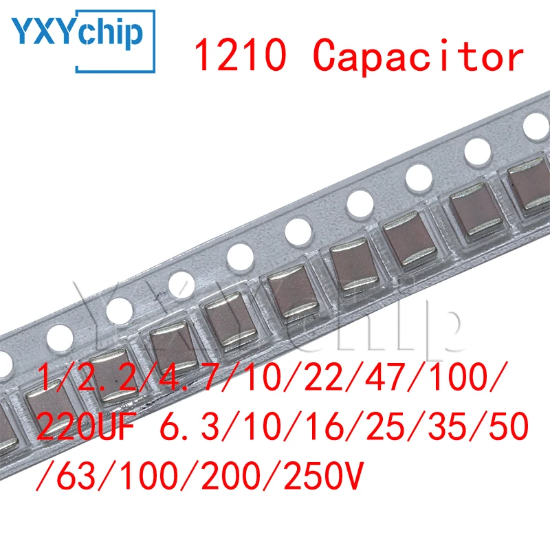 10PCS SMD Capacitor 1/2.2/4.7/10/22/47/100/220UF 6.3/10/16/25/35/50/63/100/200/250V X7R X5R K=±10% M=±20%