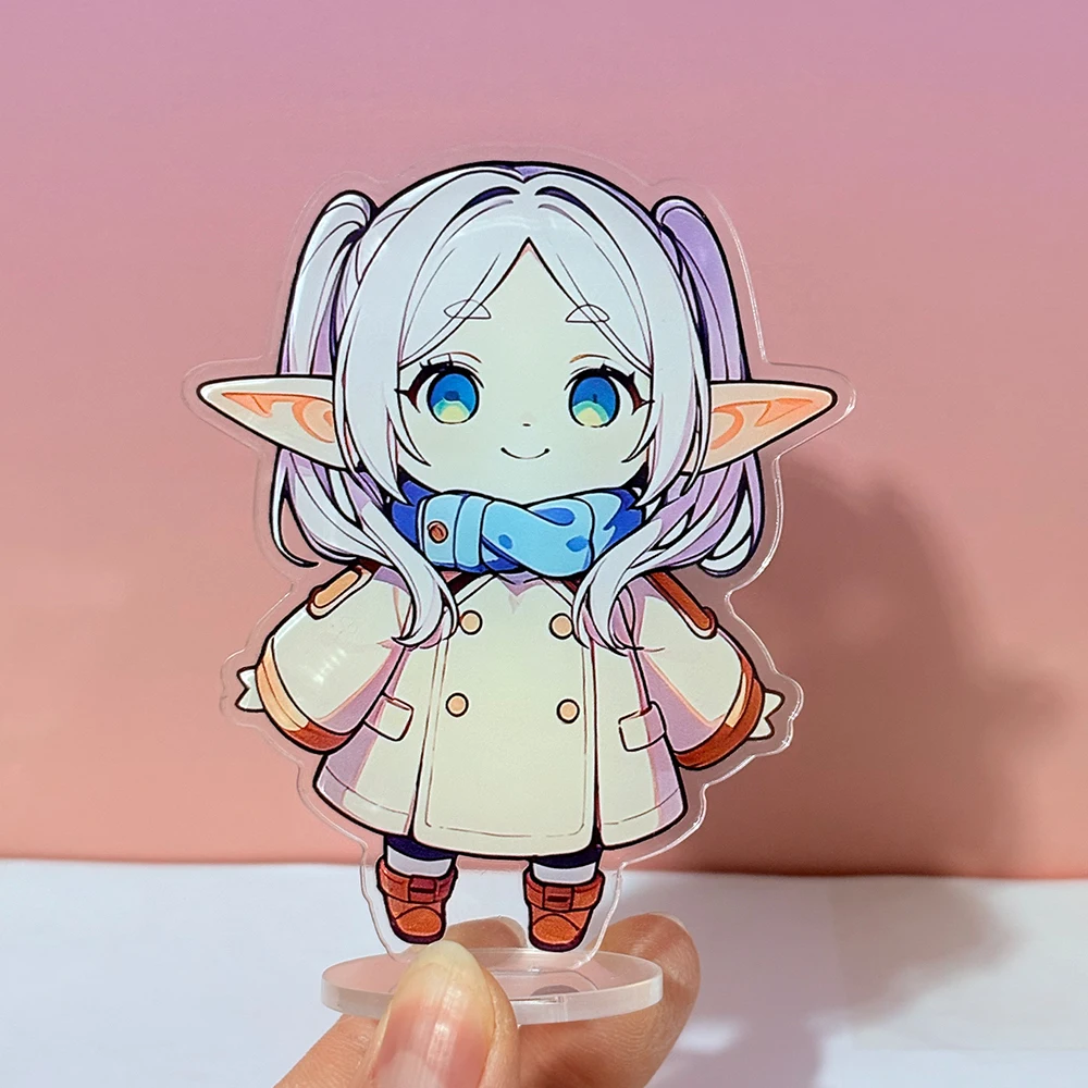 Anime Frieren Beyond Journey's End Acrylic Stand Q-Version Frieren White Hair Elf Girl Standee Desktop Ornament Collectible Gift