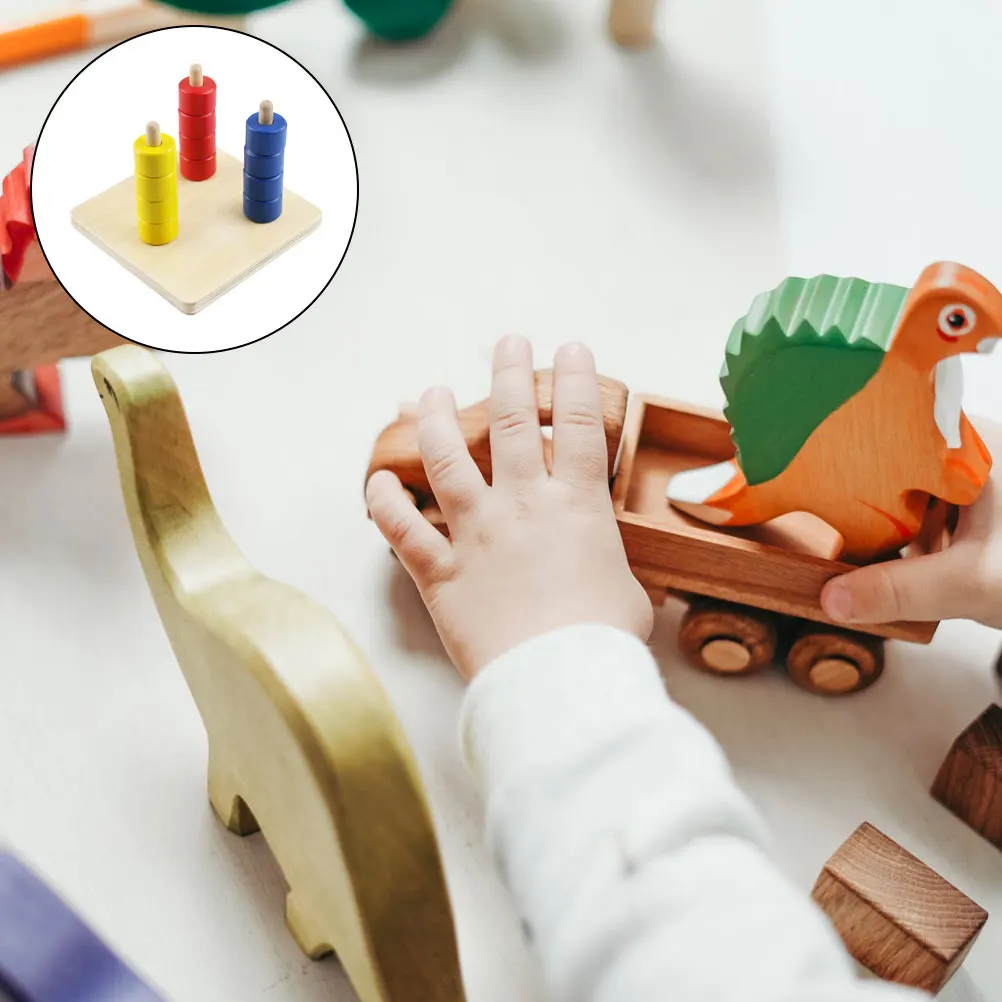 Education Toy Baby Stacking Toys Teaching Aids Creative Cylindrical Ring Early Educational Wooden Column Child