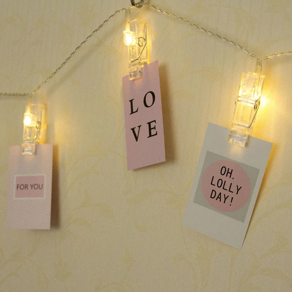 For Christmas Valentine\'s Day Lighting 1.5m LED String Lights with Photo Clips INS Wall String Lights Party Supplies Photo Prop