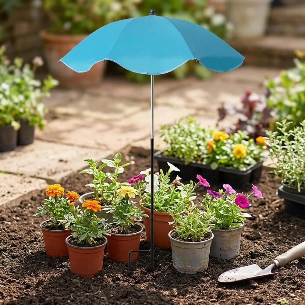 Plant Shade Umbrella for Outdoor Use Adjustable Height 60x103cm Polyester Fabric Metal Frame for Potted Flowers Beds