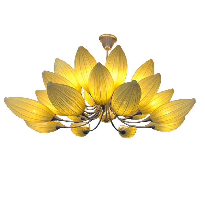 Tea room chandelier, new Chinese living lamp, Buddhist hall South East Asia hotel lobby dining hotel private room