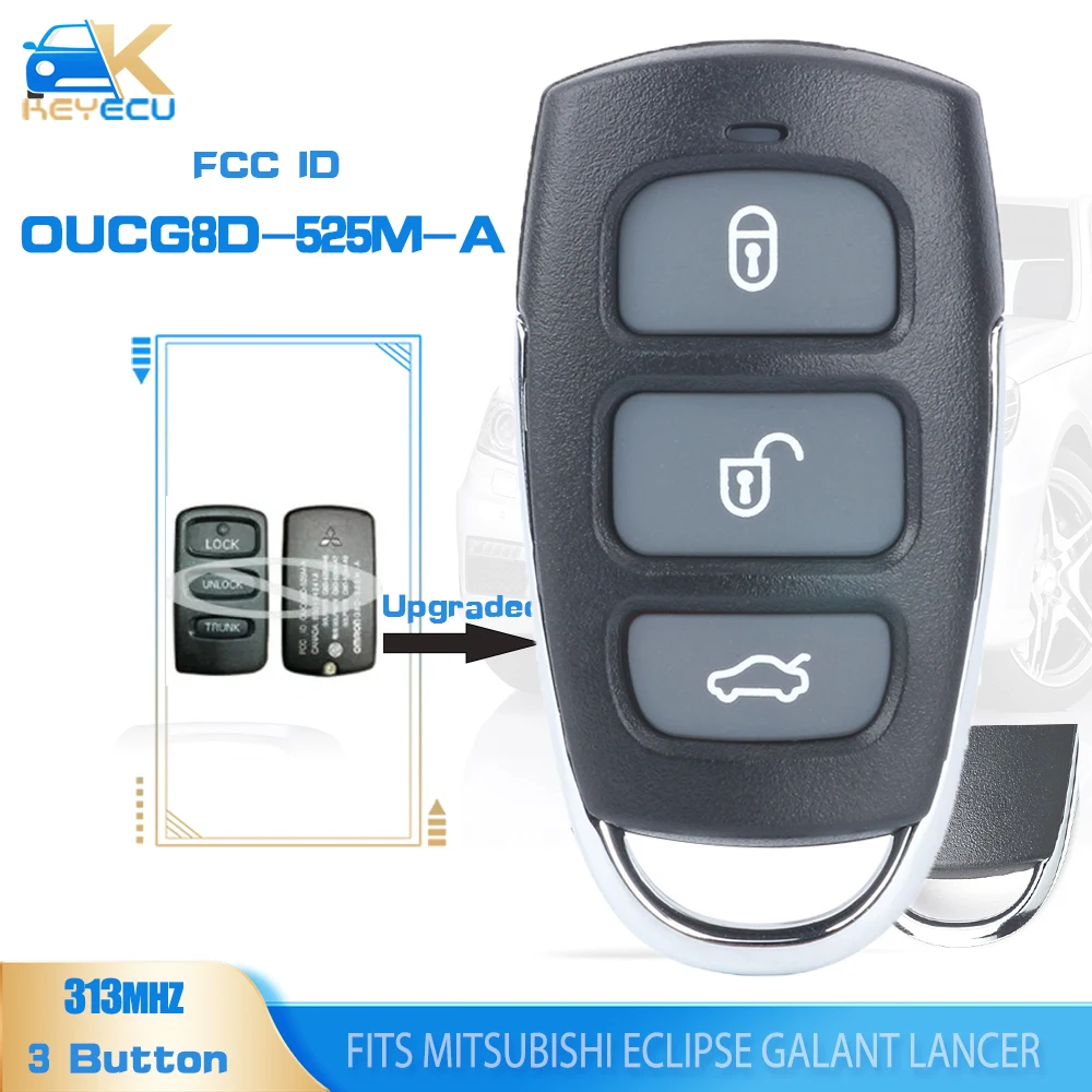 KEYECU OUCG8D-525M-A Upgraded Remote Car Key 313MHz Fob for Mitsubishi Eclipse Galant Lancer Diamante 2002-2006