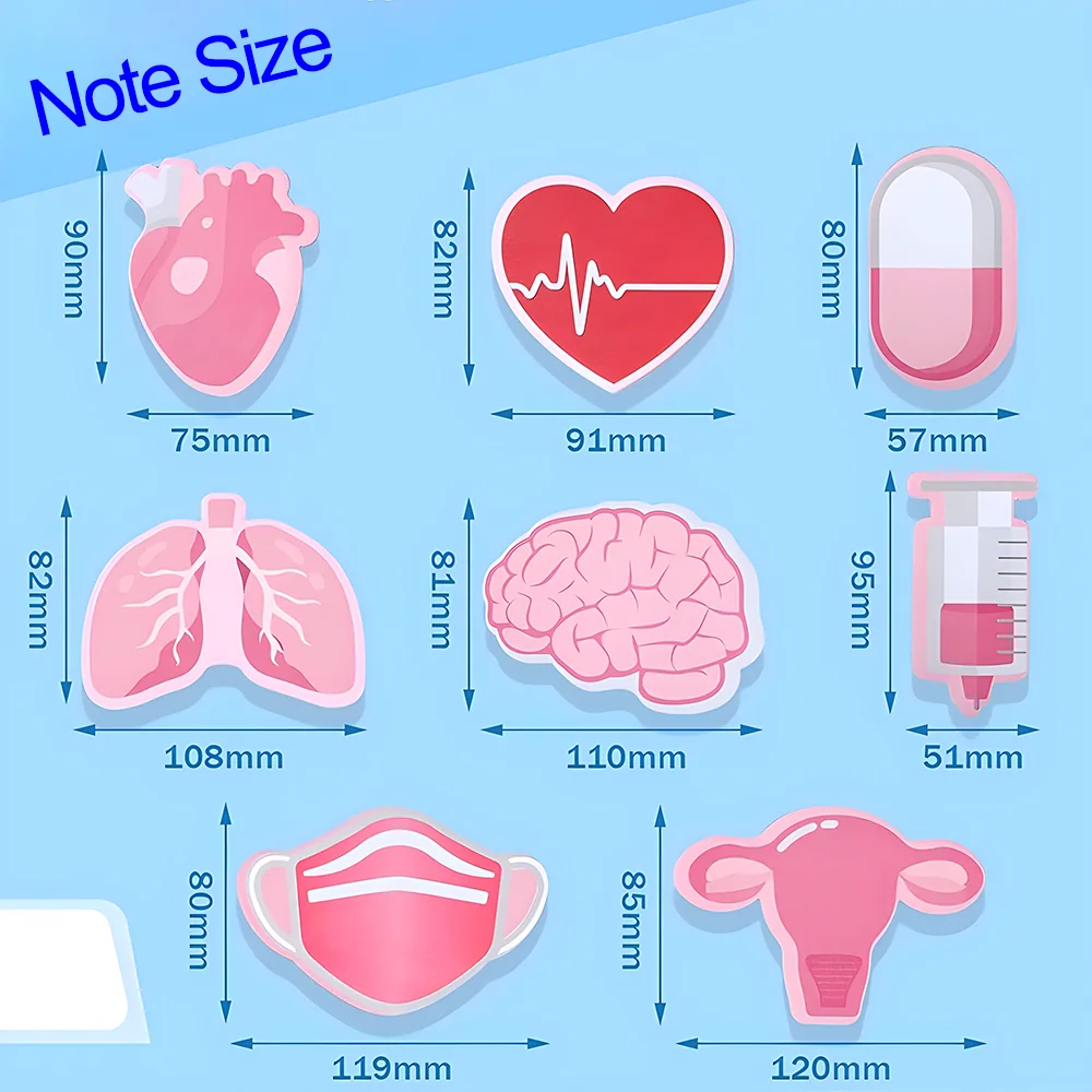 Self-adhesive Nurse Sticky Notes Funny Medical Diary Memo Pad Doctor Heart Post Notepads Girl Stationery Checklist Planner To Do