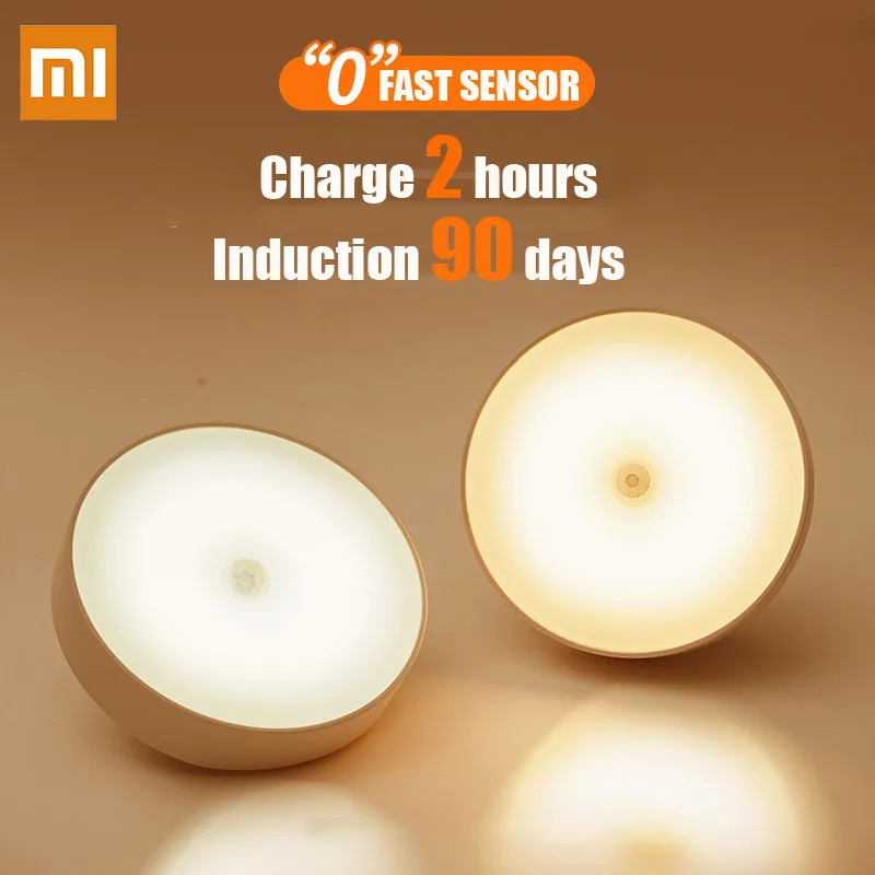 Xiaomi Night Light With Motion Sensor Lamp Rechargeable Wireless Led Rotating Magnetic Lighting For Kitchen Room Bedside Table