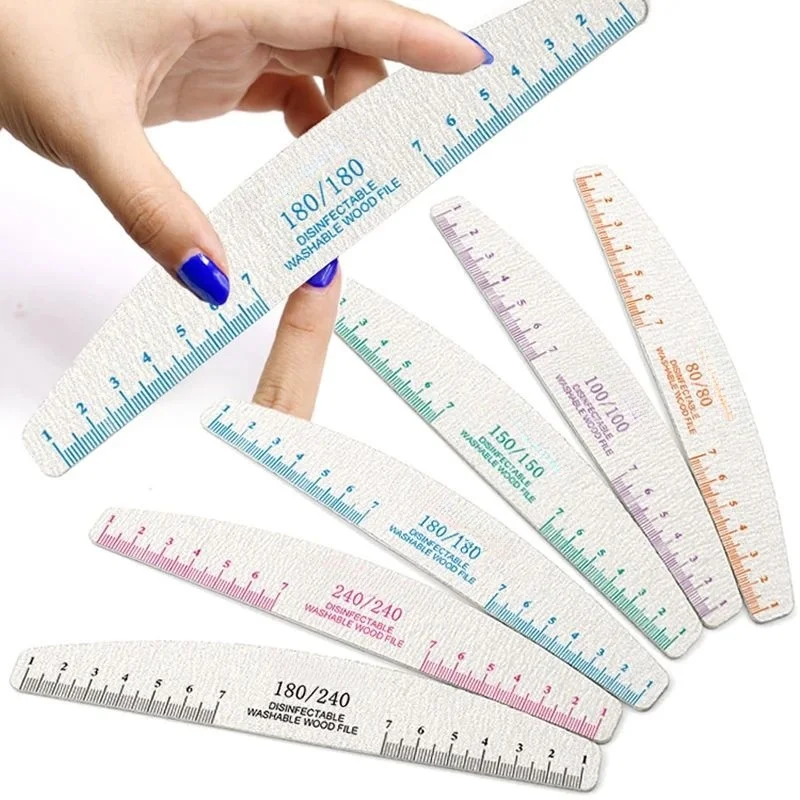 50/100 個ルールプリント爪やすり木製サンディングバッファブロックペディキュアマニキュア UV ジェルマニキュアプロ爪やすり人工爪