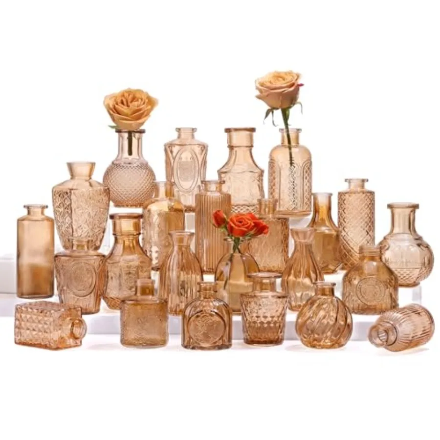 

Набор из 24 стеклянных мини-ваз для цветов, маленькие стеклянные вазы для центральных композиций, свадебного, домашнего, офисного декора и украшения столов