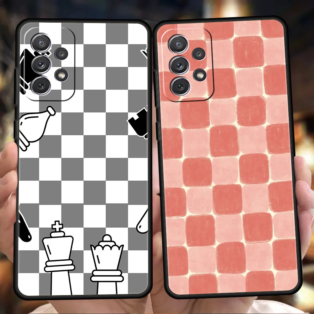 Phone Case For Samsung A15 A13 A35 A55 A51 A71 A41 A31 A21S A03S A05 A17 A23 A25 A33 A53 A73 5G A07 4G Cover chess board art