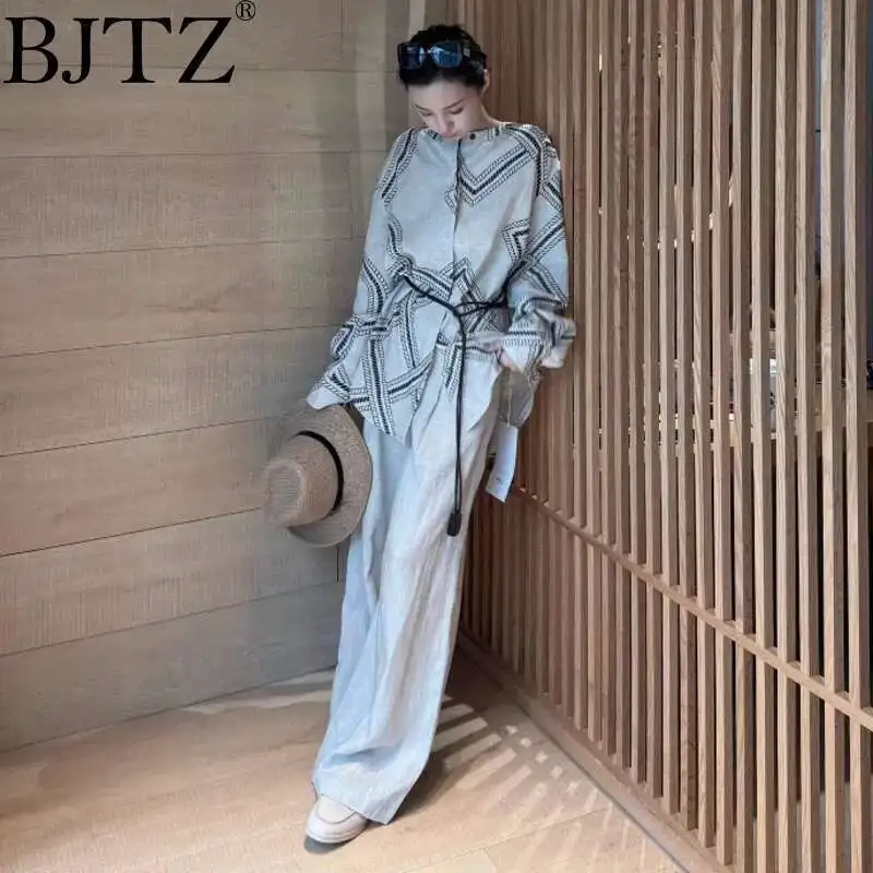 

BJTZ Spring Summer New Casual Women's Shirt Two Piece 2025 Trendy New Holiday Versatile Loose Fashion Female Sets