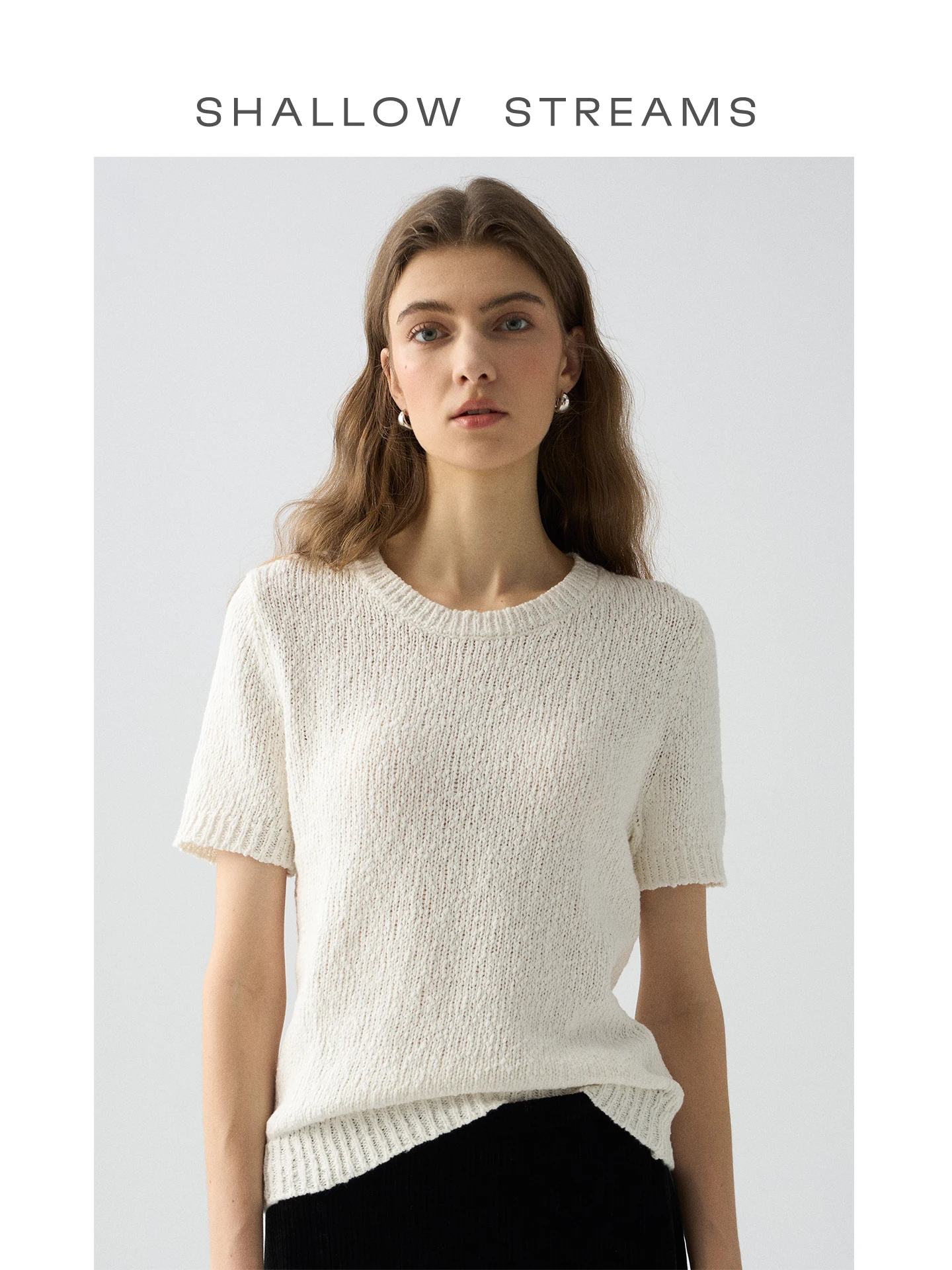 

Женский трикотажный топ Cloud Nine с круглым вырезом, базовый, универсальный, из хлопка, повседневный, комфортный, мягкий, вязаный