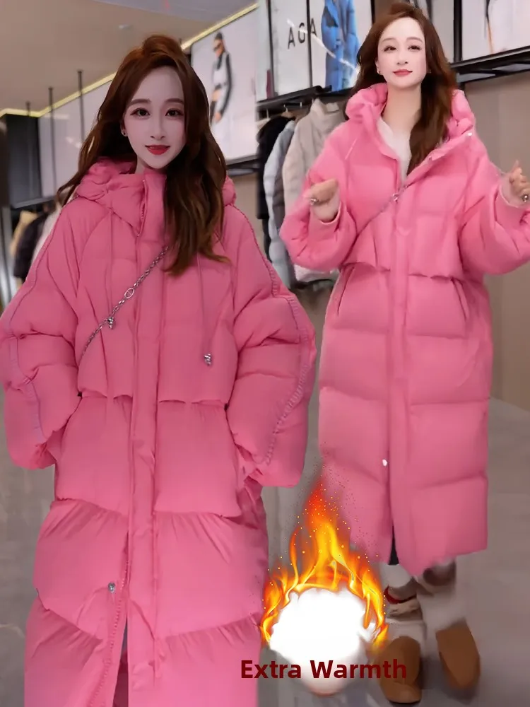 

Женское зимнее пальто средней длины с капюшоном, утепленное, из хлопка, новое, повседневное, свободного кроя, в корейском стиле
