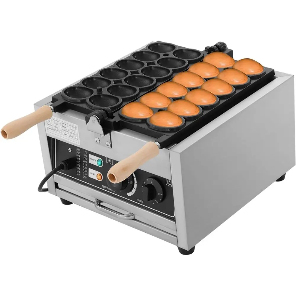 Máquina para Hacer Taiyaki de 1800W, Máquina para Hacer Taiyaki con 122-572 ℉ Máquina eléctrica para Taiyaki antiadherente, ajustable y con 12 orificios, de acero inoxidable.