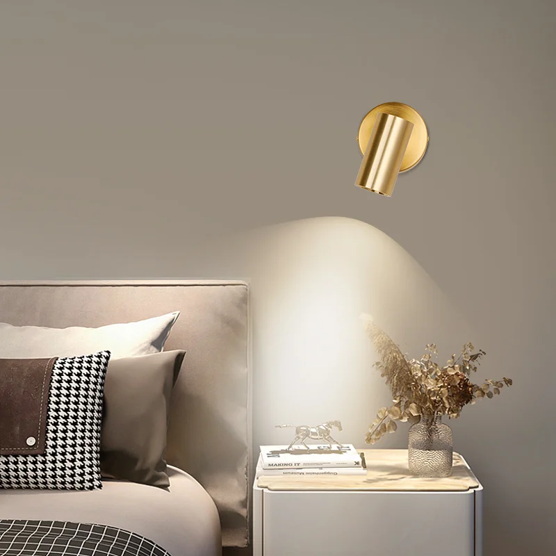 

Gold LED Wall Lamp Modern Rotatable Adjustable Angle Reading Spotlight Study Living Room Bedroom Study Wall Sconce Home Lighting
