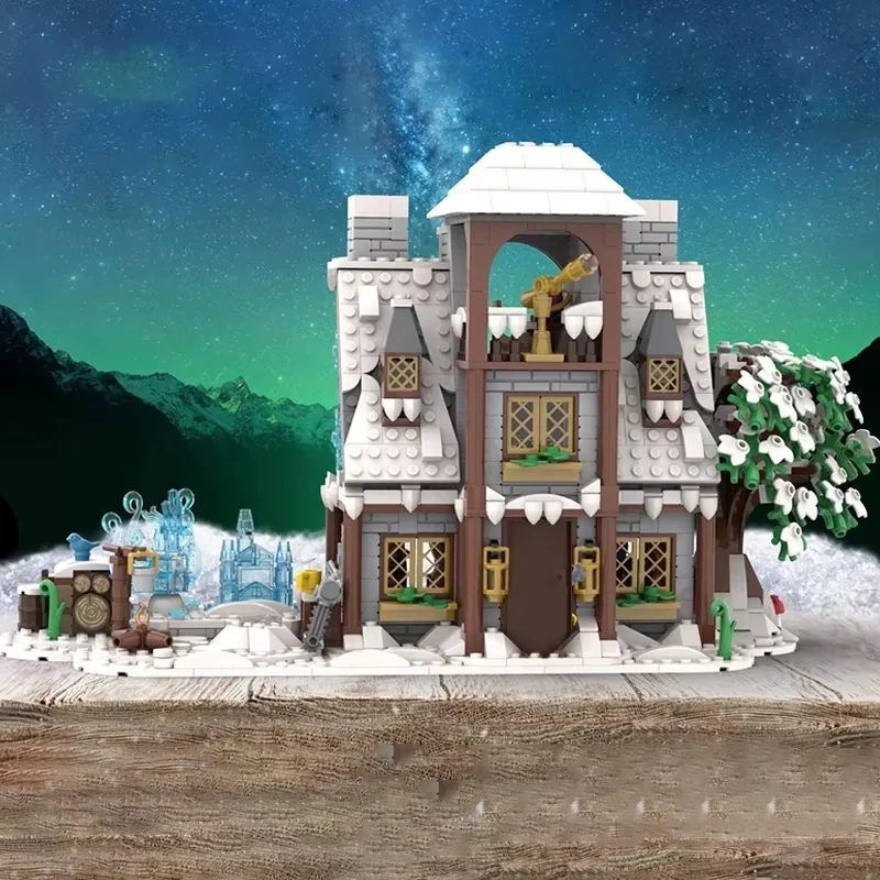 

1151-компонентная MOC Рождественская серия, ледяная скульптура, модель дома, сделай сам, строительный блок, игрушка для детского праздничного подарка