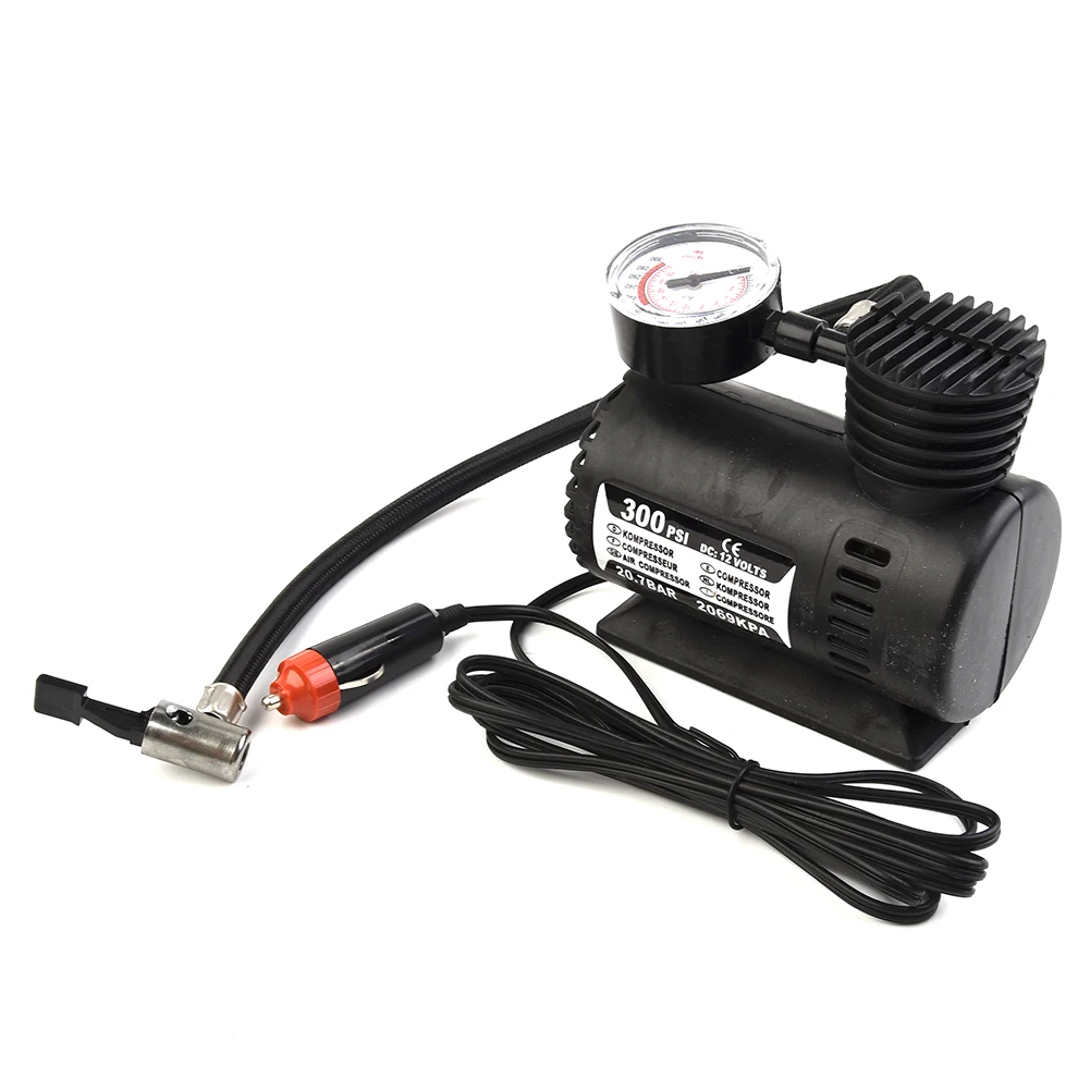 

Portable 12V 300psi Car Auto Tire Tyre Inflator Locomotive Type Mini Air Compressor Pump For Bicycle Motorcycle Ball