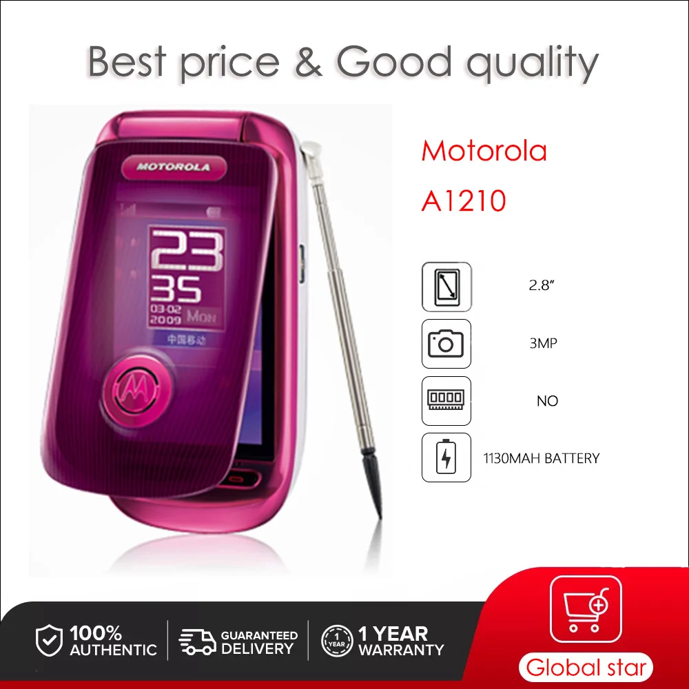 Original Motorola A1210 Unlocked Refurbished Mobile Phone GSM 900 / 1800 Good Quality With 1 Year Warranty