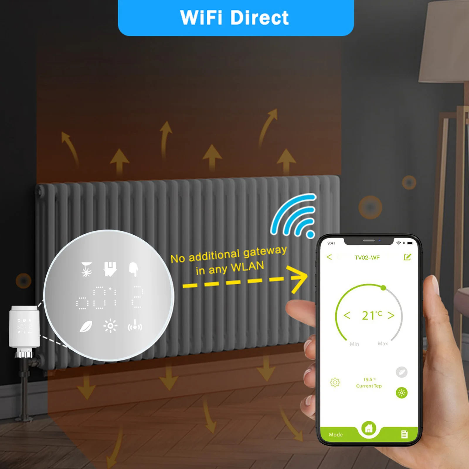 Imagem -02 - Qiumi Smart Wifi Válvulas Termostáticas do Radiador Direto sem Gateway Necessário Trabalhar com Alexa Google Home