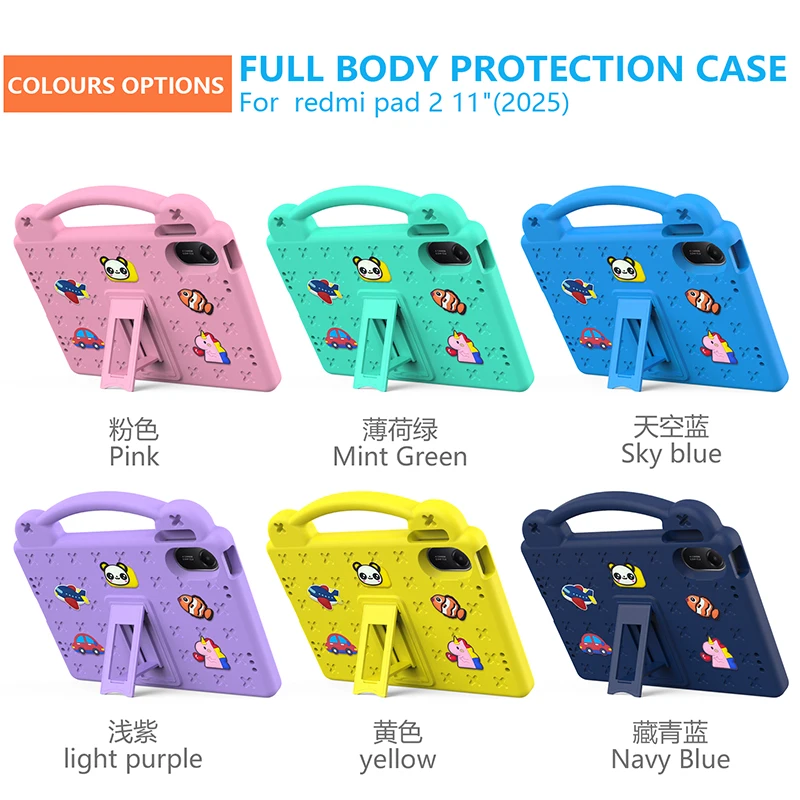 EVA Bear Case for Xiaomi Redmi Pad 2 2025 11inch Tablet Case Kids Friendly Shockproof Stand Protective Case for Redmi Pad 2 11