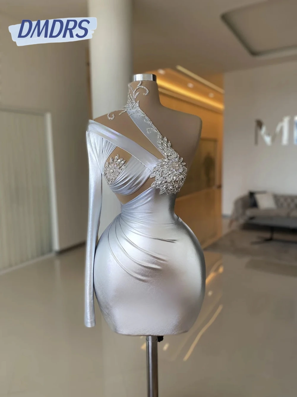 

Cut Out Stunning One Shoulder Cocktail Dress Mini Chic Beaded Women Prom Wear Customized Sexy Homecoming Party Evening Gown