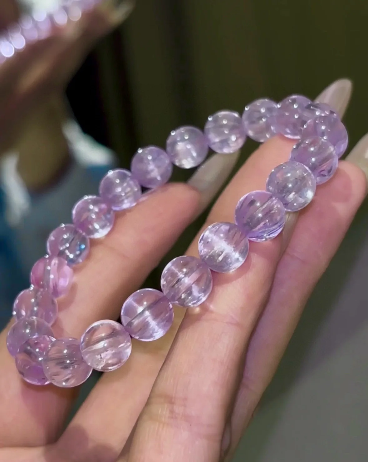 

Natural Purple Kunzite Bracelet Cat Eye Round Beads 8.5mm Women Men Kunzite Fashion Bracelet Jewelry AAAAAA