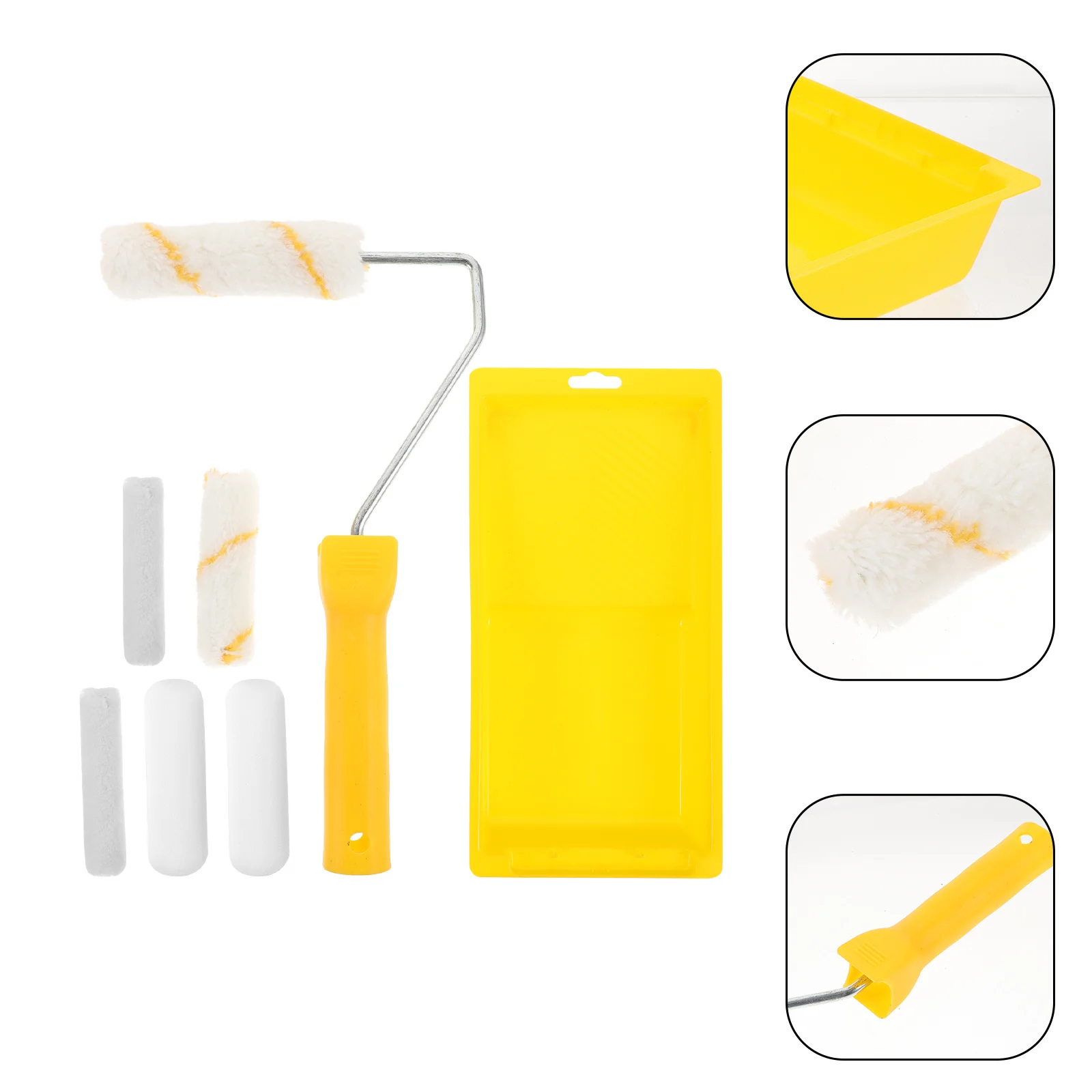 

1Set Painting Roller Set 4 Inch Portable Roller Holder Tray for Wall Cabinet Floor Paint Supplies