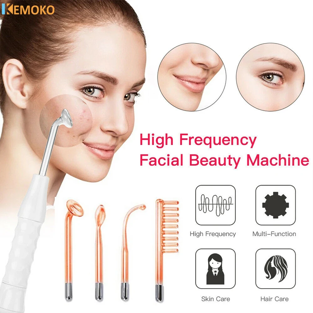 

4 In1 Portable High Frequency Electrotherapy Violet Ray Wand Spot Remover Acne Treatment Wrinkle Reducing Tightening Beauty Care