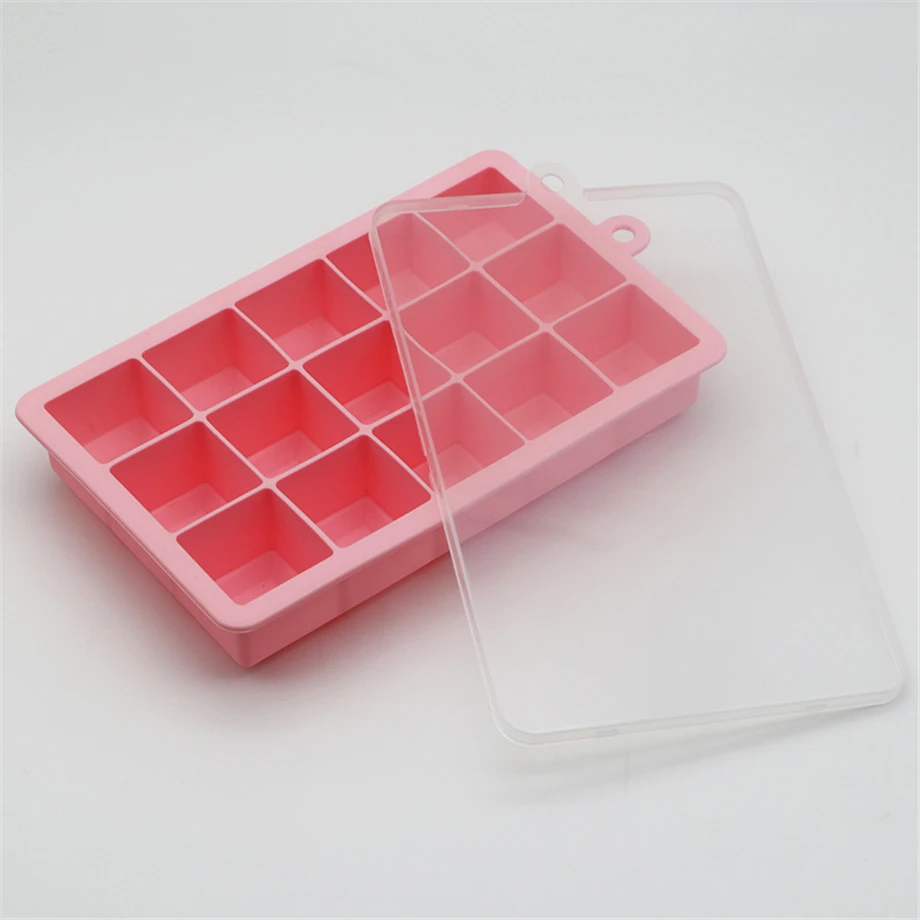 216pcs/Lot Silicone Ice Cube Molds 35mm 15/24 Cavities Icy Bucket Maker Silica Gel DIY Tool With Cover BPA-free Dishwasher Safe