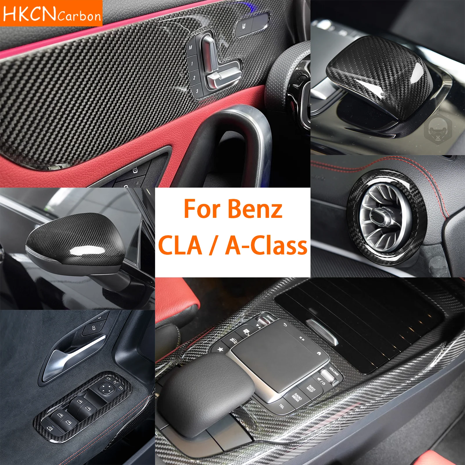 

For Benz CLA A-Class W156 W117 W176 W118 W177 Carbon Fiber Car Accessories Air Vent Headlight Cover Trim Sticker Modification