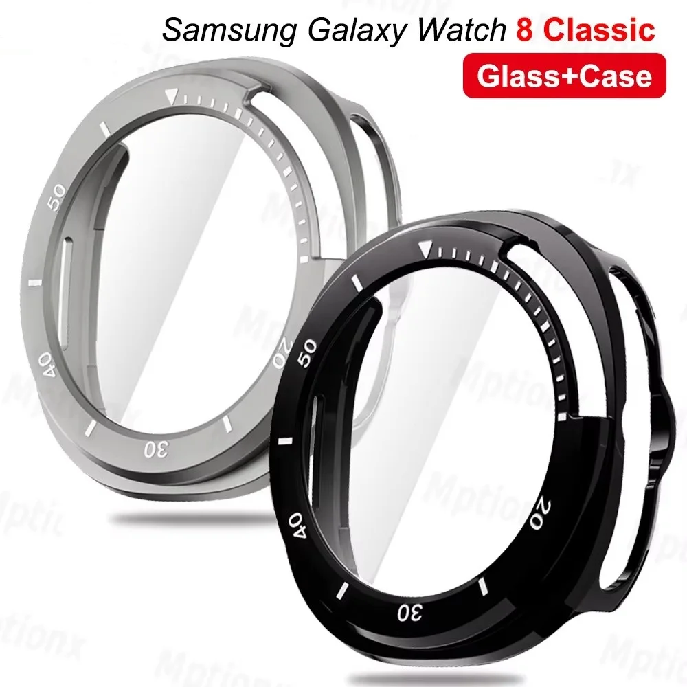PC Case For Samsung Galaxy Watch 8 Classic 46mm Accessories Tempered Glass Screen Protector Bumper Galaxy Watch 8 Classic Cover